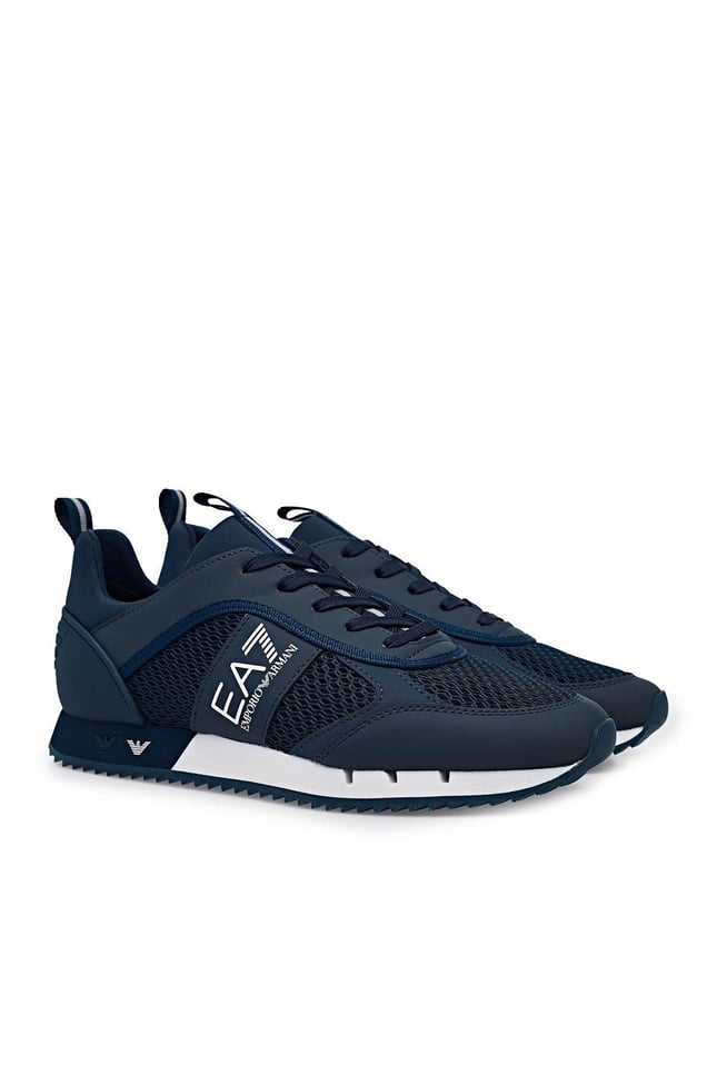 Ea7 Unısex Fileli Şerit Logolu Bağıcıklı Lacivert-Beyaz Sneaker X8X027 XK050-D813