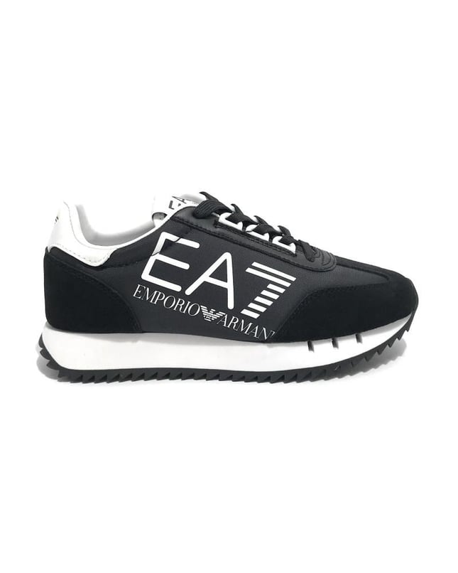 Ea7 Unısex Kalın Rahat Taban Logo Desenli Süet Detaylı Siyah-Beyaz Sneaker 7X000541 AF18609-MZ175