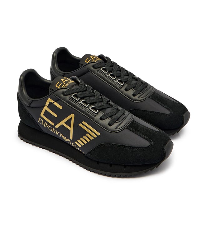 Ea7 Unısex Kalın Rahat Taban Logo Desenli Süet Detaylı Siyah Sneaker 7X000541 AF18609-MZ177
