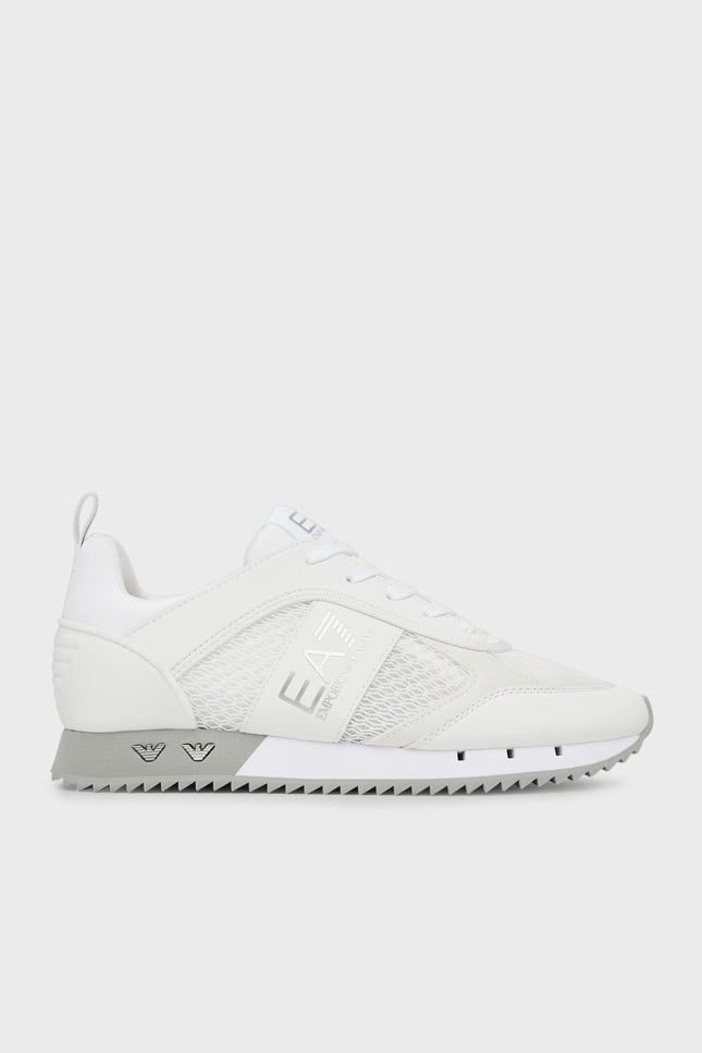 EA7 Ea7 Unısex Nefes Alabilen File Detaylı Rahat Taban Kartal Logo Motifli Beyaz-Gümüş Sneaker 7X000334 AF18610-MZ024