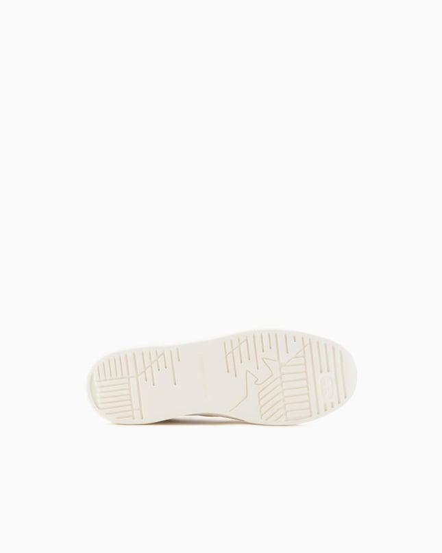 Emporıo Armani Erkek Kabartmalı Baskı Desenli Kontrast Logo Detaylı Deri Beyaz Sneaker EM002852 AF18014-M0017