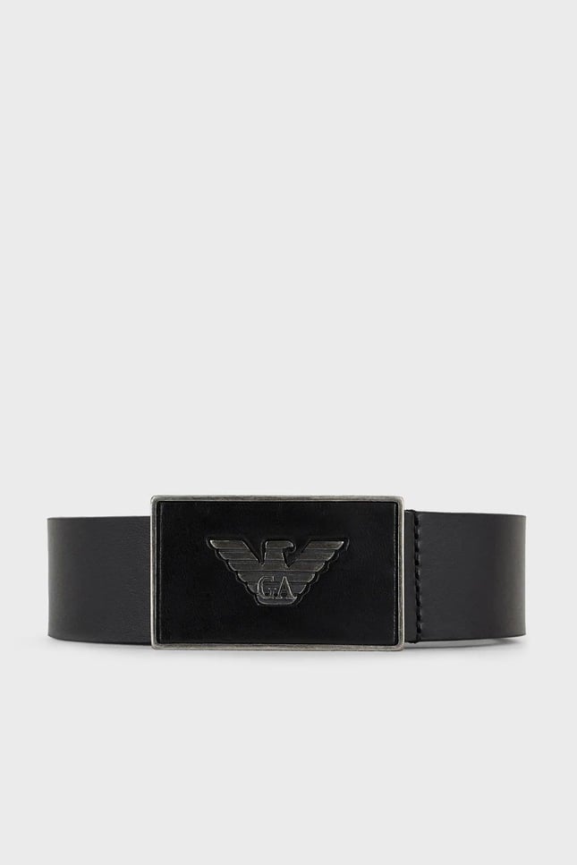 Emporio Armani Emporıo Armani Erkek Metal Toka Derili Marka Logolu Siyah Kemer Y4S196 YDC0G-001