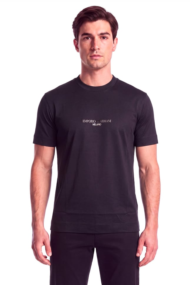 Emporio Armani Emporıo Armani Erkek Normal Kalıp Logo İşlemeli Kısa Kollu Siyah1 T-Shirt EM007353 AF10017-MB844