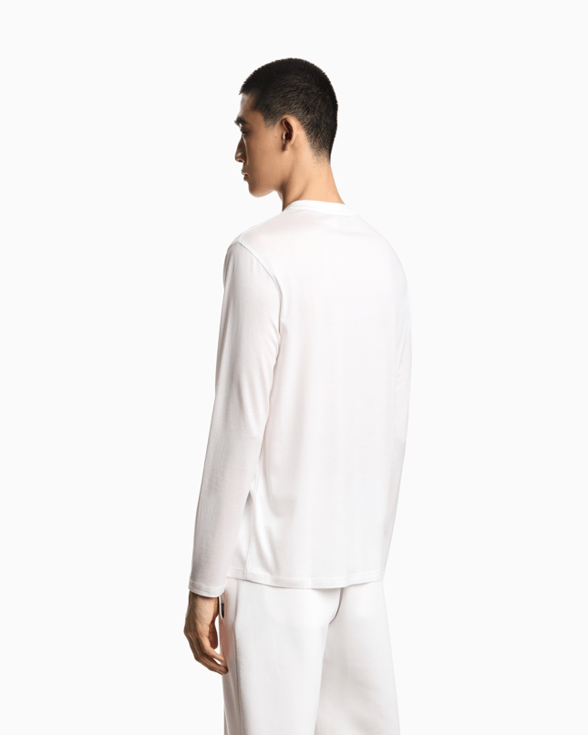 Emporıo Armani Erkek Slim Fit Bisiklet Yakalı Uzun Kollu Beyaz Sweatshirt EM004591 AF13747-U0003
