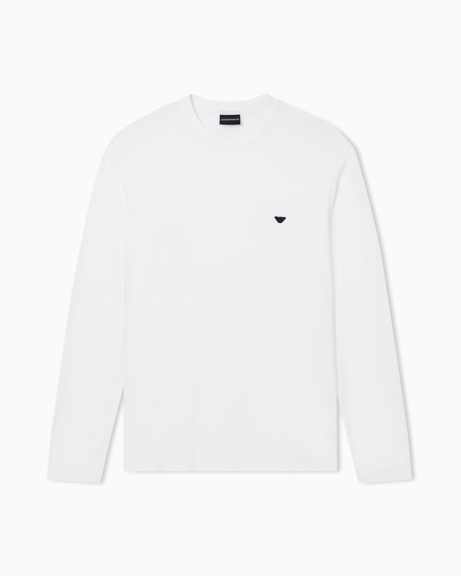 Emporıo Armani Erkek Slim Fit Bisiklet Yakalı Uzun Kollu Beyaz Sweatshirt EM004591 AF13747-U0003