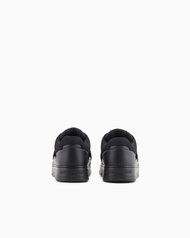 Emporıo Armani Erkek Yuvarlak Burun Bağcıklı Deri File Detaylı Lacivert Sneaker EM002855 AF18018-MZ312
