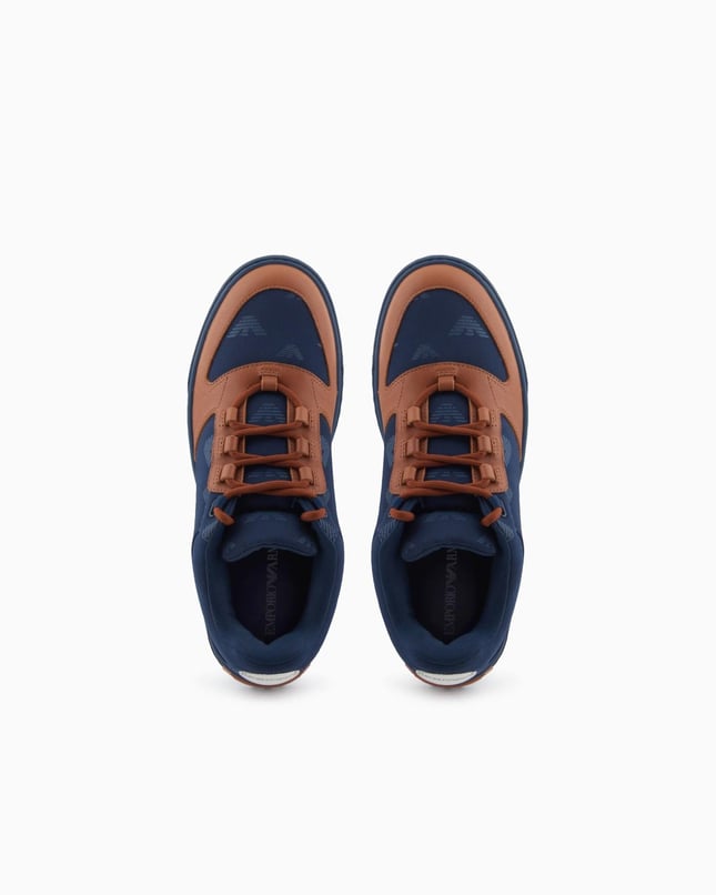 Emporıo Armani Erkek Yuvarlak Burun Bağcıklı Kauçuk Taban Deri Lacivert Sneaker EM002849 AF18010-MZ325