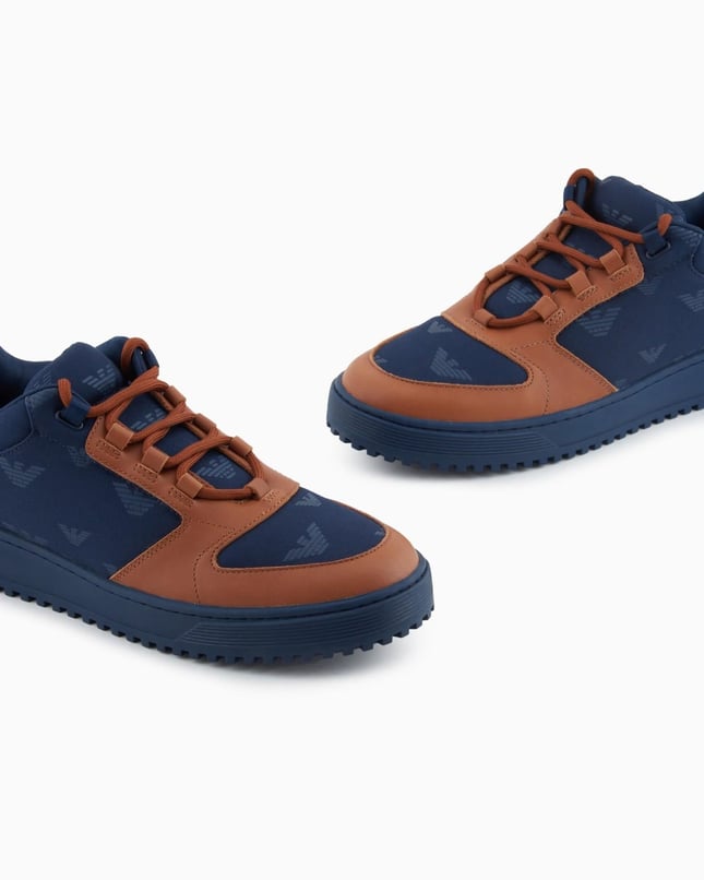 Emporıo Armani Erkek Yuvarlak Burun Bağcıklı Kauçuk Taban Deri Lacivert Sneaker EM002849 AF18010-MZ325