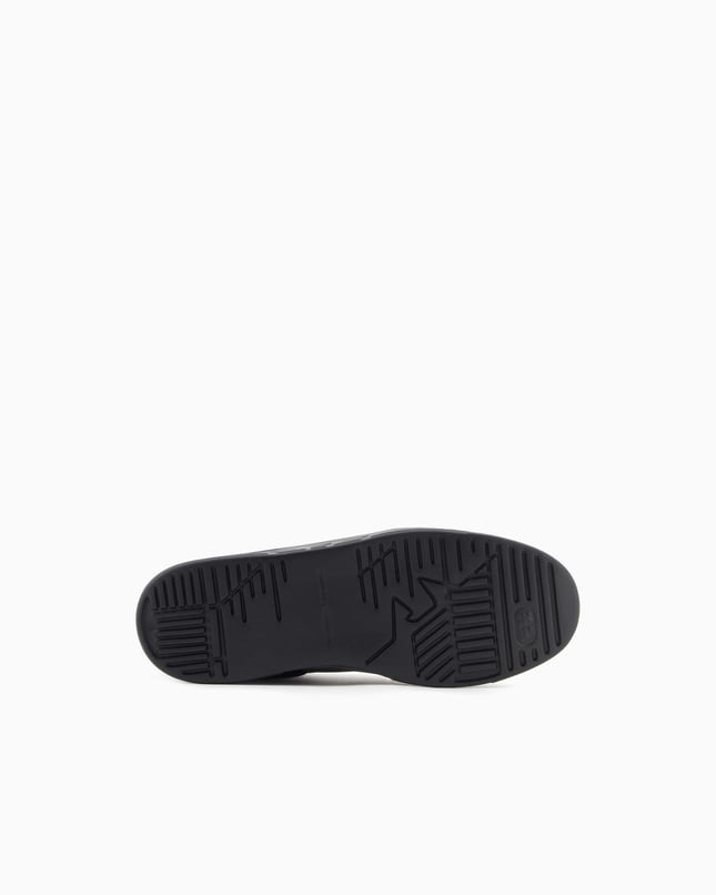 Emporıo Armani Erkek Yuvarlak Burun Bağcıklı Deri File Detaylı Lacivert Sneaker EM002855 AF18018-MZ312