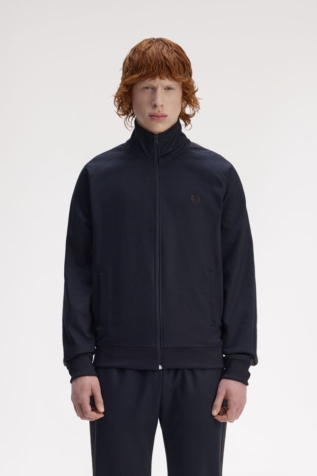 Fred Perry Erkek Omuzdan Kola Marka İşlemeli Huni Yaka Lacivert Eşofman Üstü J5557-40A