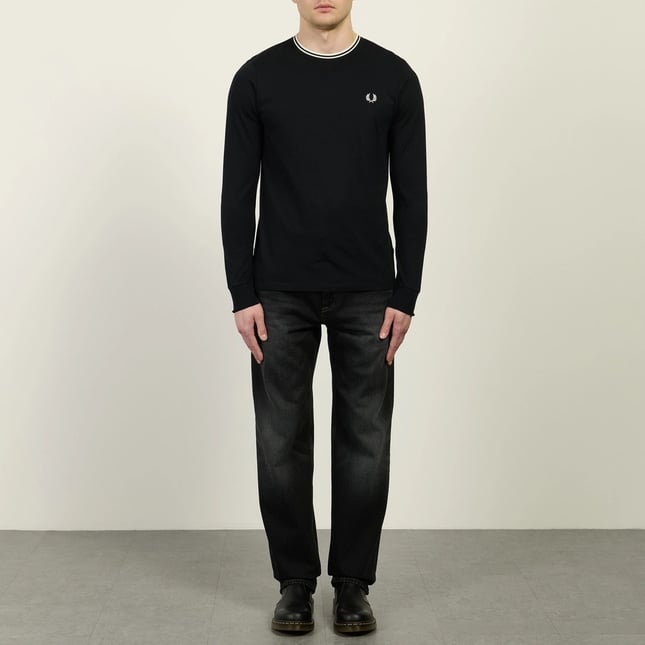 Fred Perry Erkek Uzun Kol Pamuklu Bisiklet Yaka Düz Lacivert Kazak M9602-R88