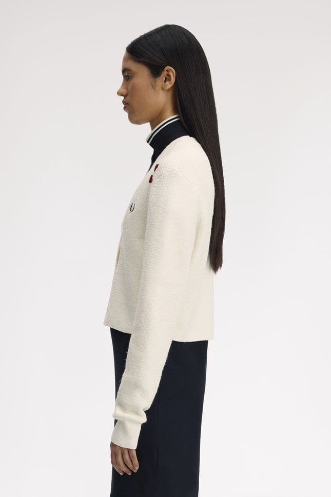 Fred Perry Kadın Dokulu Logo İşlemeli Uzun Kollu Örgü Ekru Sweatshirt SK2135-760