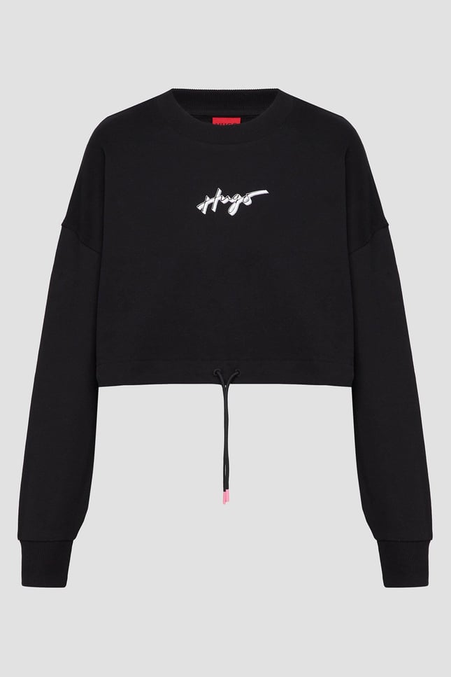 HUGO HUGO Kadın Marka Logolu Uzun Kollu Rahat Siyah Sweatshirt 50489094-001