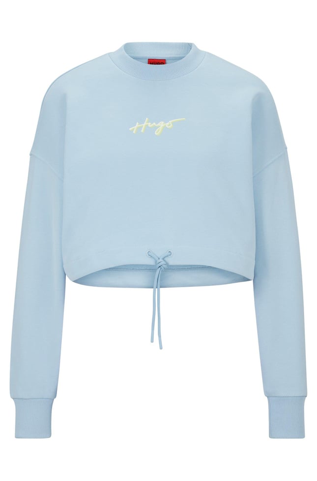 HUGO Kadın Marka Logolu Uzun Kollu Rahat Mavi Sweatshirt 50489094-451