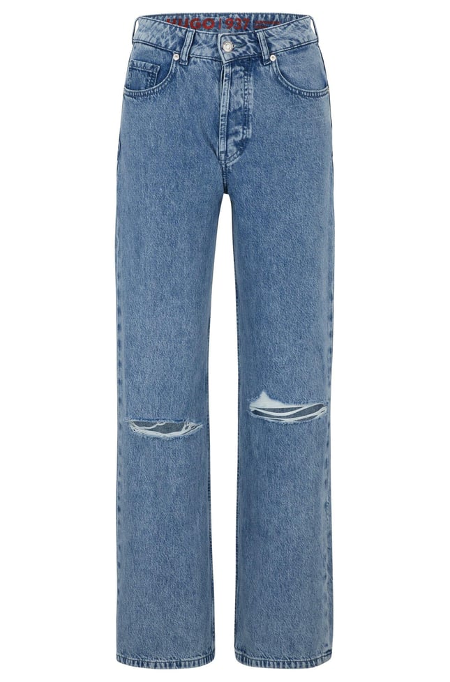 HUGO Kadın Pamuklu Normal Kesim Rahat Mavi Jeans 50487849-450