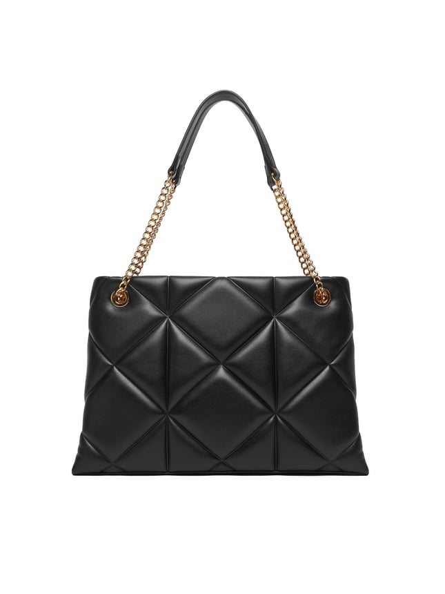 Love Moschino Kadın Kapitoneli Zincir Askı Deri Fermuar Kapama Siyah Omuz Çantası JC4040PP0NLC0-000