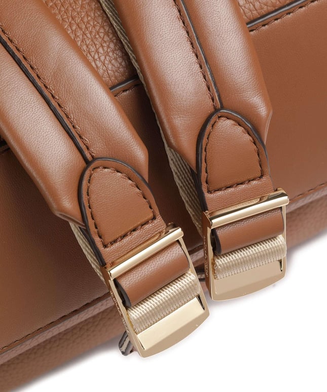 Michael Kors Kadın Düz Deri Küçük Cep Fermuar Kapama Ayarlanabilir Askı Kahverengi Sırt Çantası 30S4G8XB2L-LUGGAGE