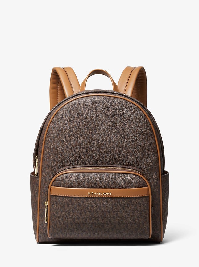 Michael Kors Michael Kors Kadın MK Yazı Desen Ön Küçük Fermuarlı Bölüm Ayarlanabilir Askı Deri Kahverengi Sırt Çantası 30S4G8XB2B-BRNACORN