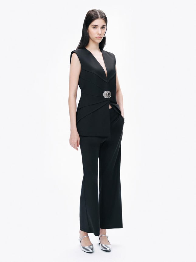 Nocturune Kadın Normal Bel Regular Fit Geniş Paçalı Siyah Pantolon N25YN3375-SİYAH