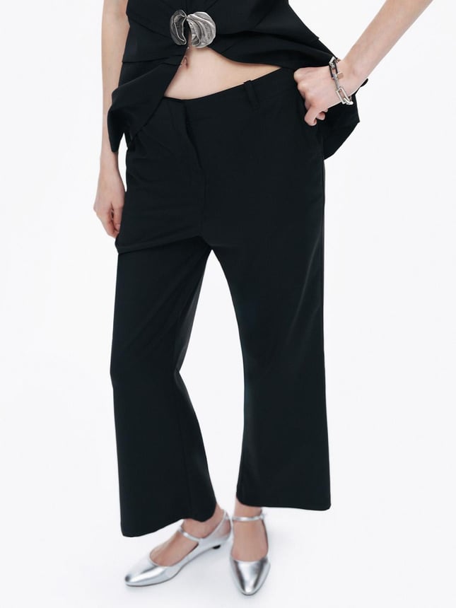 Nocturune Kadın Normal Bel Regular Fit Geniş Paçalı Siyah Pantolon N25YN3375-SİYAH