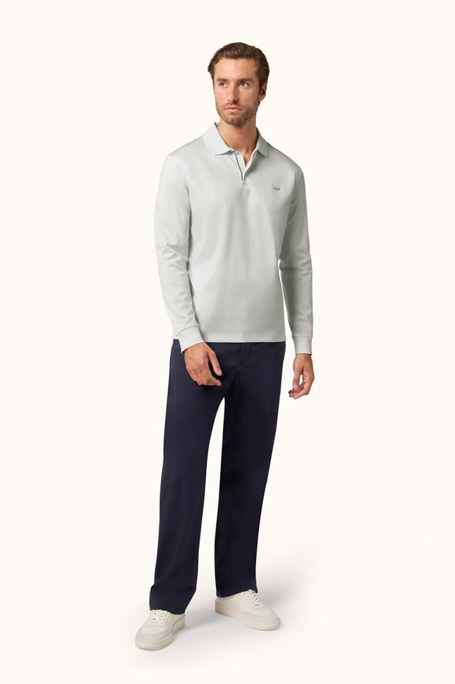 Paul Shark Erkek Düğme Kapama Uzun Kol Polo Yaka Reqgular Fit Beyaz-Altın Polo Yaka T-Shirt 15311727A-46E