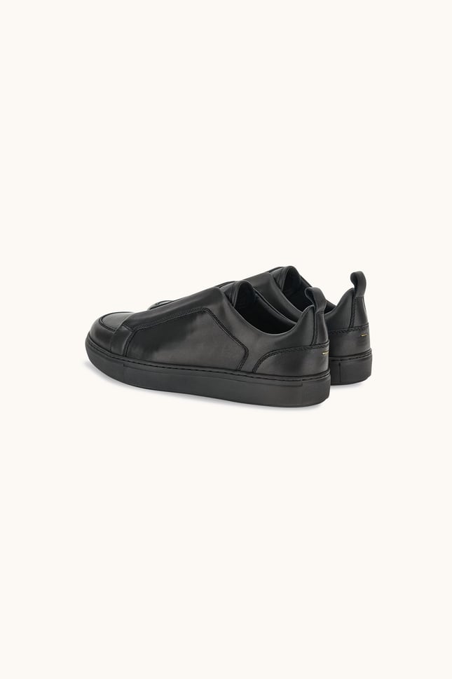 Paul Shark Erkek Hakiki Deri Yanları Lastikli Logo Kabartmalı Siyah Sneaker 16318013-011