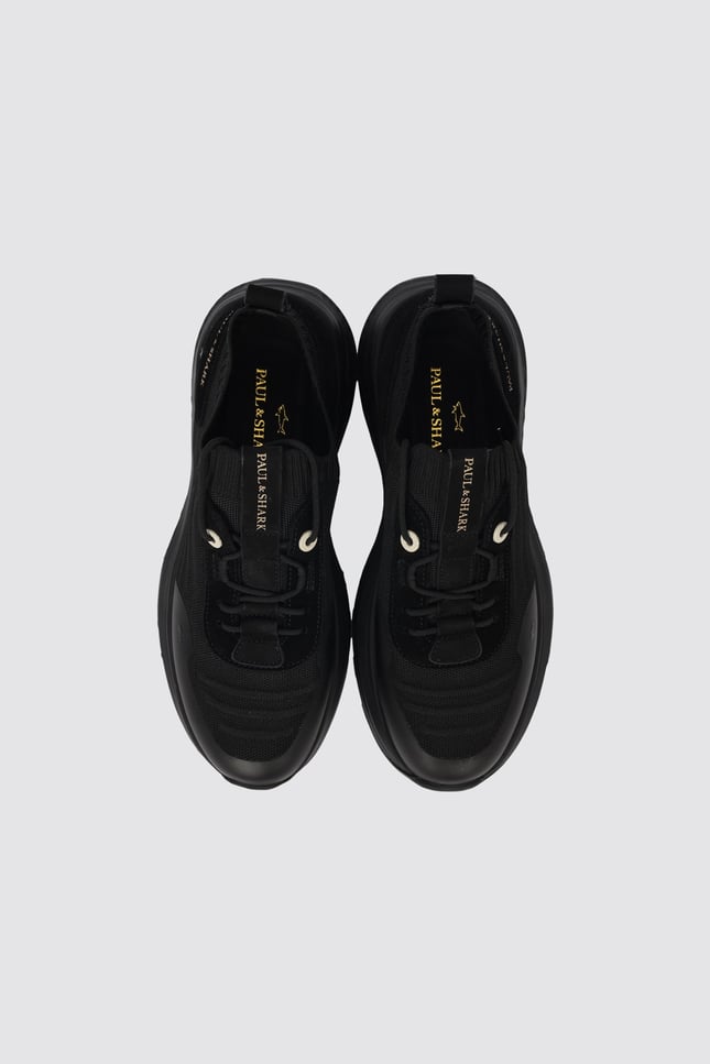 Paul Shark Erkek Logo Detaylı Düşük Bilekli Nefes Alabilen Üst Yüzeyli Siyah Sneaker 16318022-011