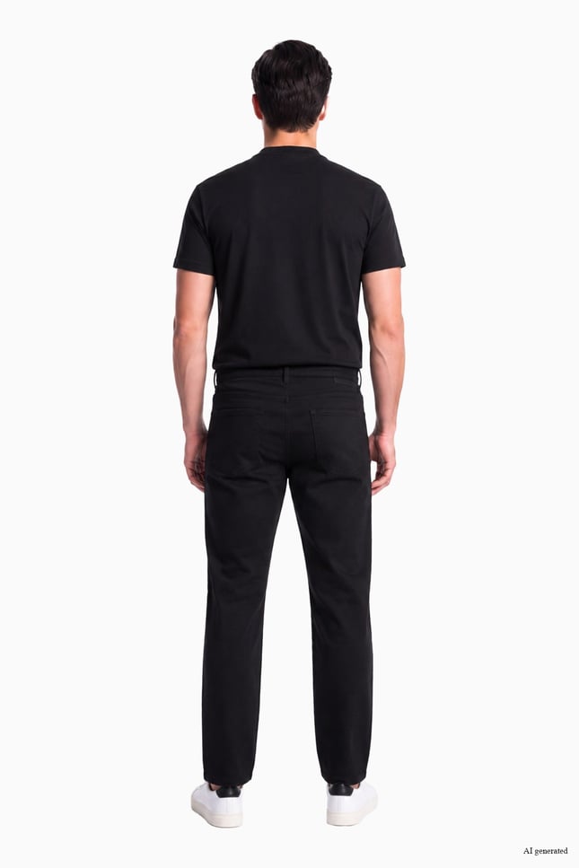 Paul Shark Erkek Normal Kalıp Pamuklu Düz Paça Esnek Denim Siyah Jeans 16314174-011