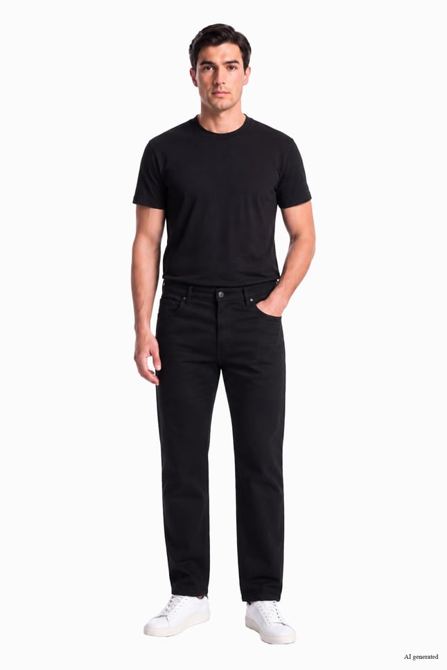 Paul Shark Erkek Normal Kalıp Pamuklu Düz Paça Esnek Denim Siyah Jeans 16314174-011