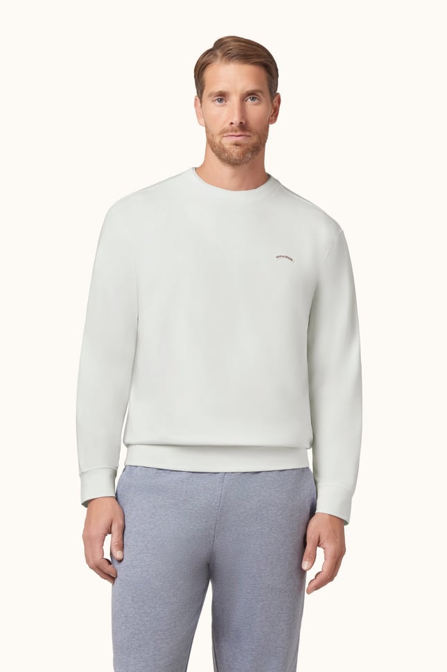Paul Shark Erkek Normal Kesim Logo Detaylı Yuvarlak Yakalı Pamuklu Uzun Kollu Beyaz Sweatshirt 16311828-965