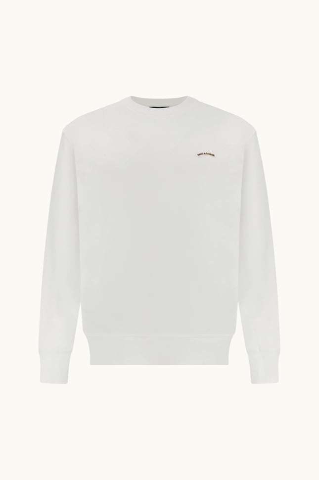 Paul Shark Erkek Normal Kesim Logo Detaylı Yuvarlak Yakalı Pamuklu Uzun Kollu Beyaz Sweatshirt 16311828-965