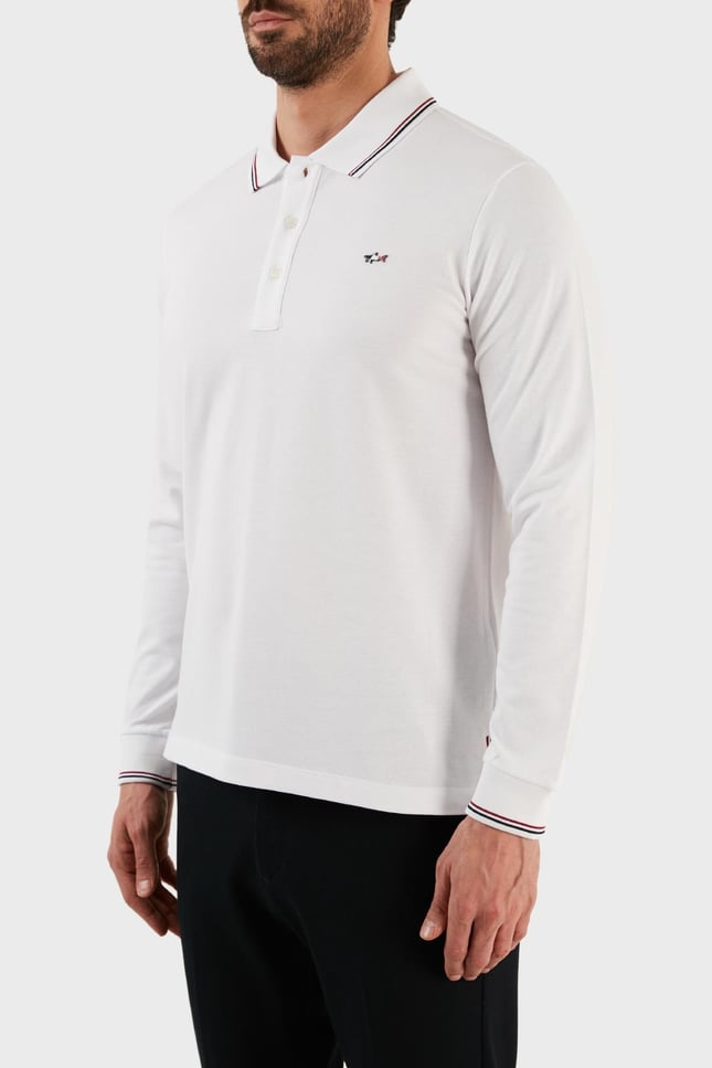 Paul Shark Erkek Polo Yaka Düğme Kapamalı Kısa Kollu Beyaz Polo Yaka T-Shirt 12311726A-010