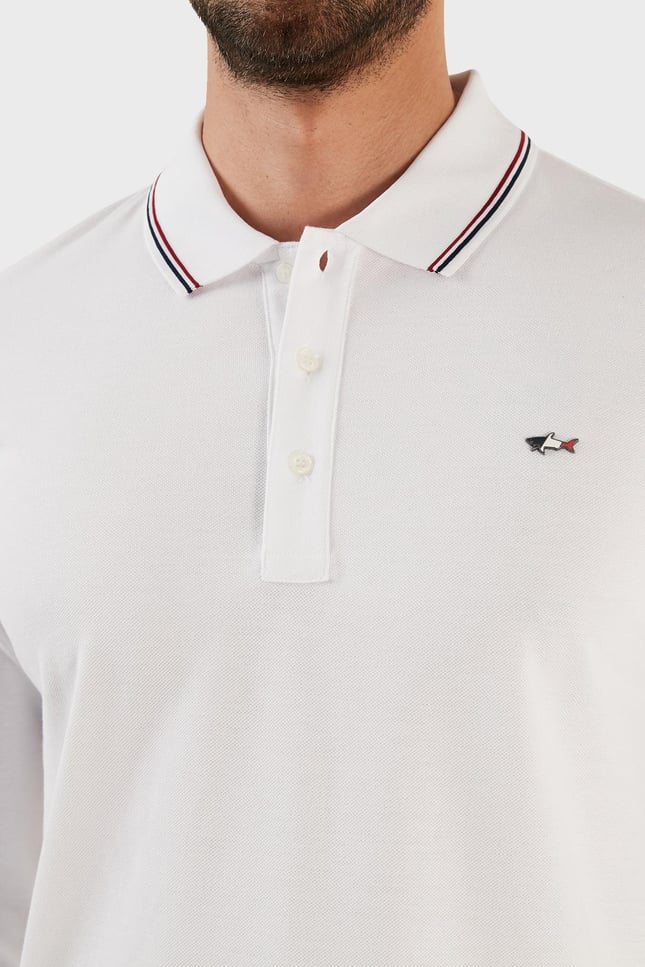 Paul Shark Erkek Polo Yaka Düğme Kapamalı Kısa Kollu Beyaz Polo Yaka T-Shirt 12311726A-010
