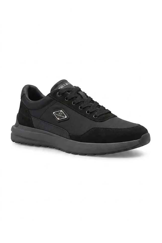 Paul Shark Erkek Rahat Taban Hakiki Deri Karışımlı Logo Plakalı Siyah Sneaker 16318021-011