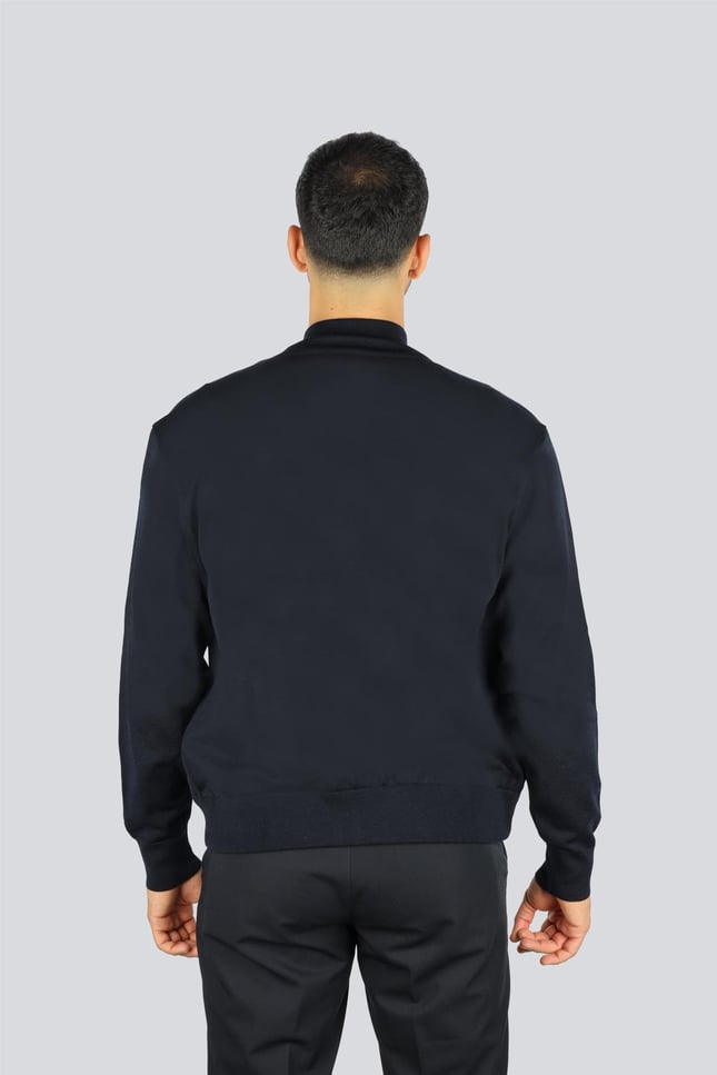 Paul Shark Erkek Regular Fit %100 Yün Dik Yaka Uzun Kollu Lacivert Hırka 15311203-050