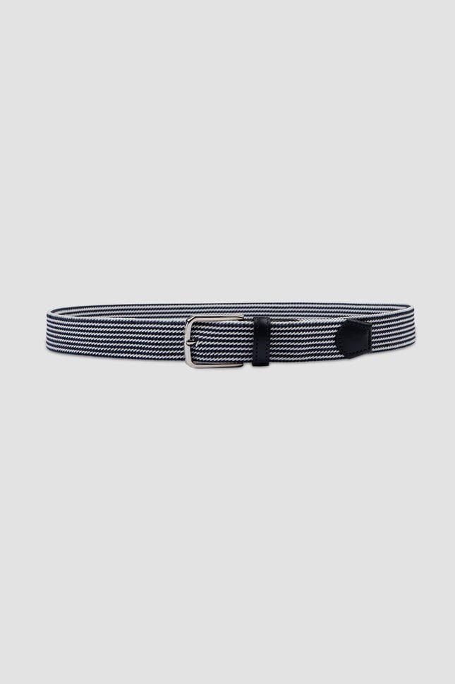 Paul Shark Erkek Şerit Çizgili Metal Tokalı Bej - Mavi Kemer 24416010-W10
