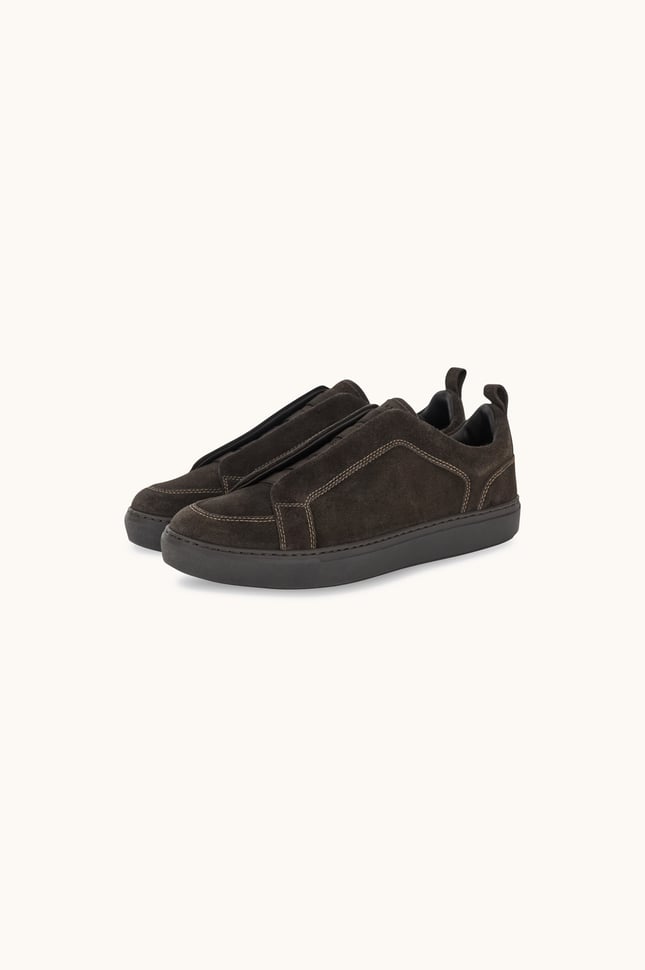 Paul Shark Erkek Süet Deri Logo Kabartmalı Düşük Bilekli Kahverengi Sneaker 16318012-306