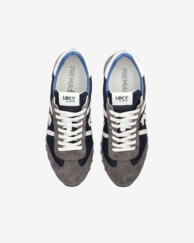 Premiata Erkek Kumaş ve Süet Detaylı Logo Desenli Rahat Taban Lacivert Sneaker LUCY 7089-LACİVERT