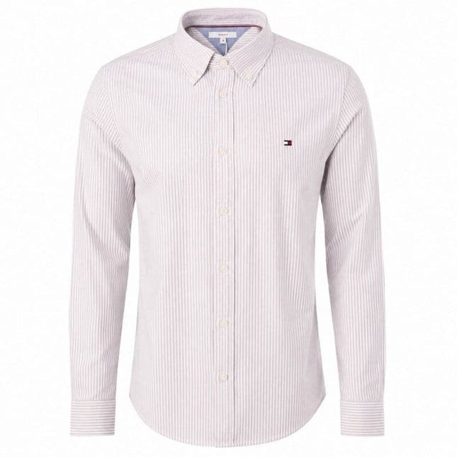 Tommy Hilfiger Erkek Dokuma Gömek Yaka Uzun Kol Günlük Siyah Gömlek MW0MW36238-0AB