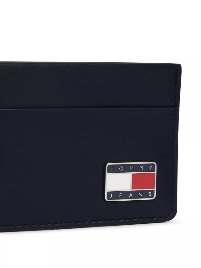 Tommy Hilfiger Erkek Hakiki Deri Pürüzsüz Yüzey Logo Plakalı Çok Kart Bölmeli Mavi Kartlık AM0AM14631-C1G