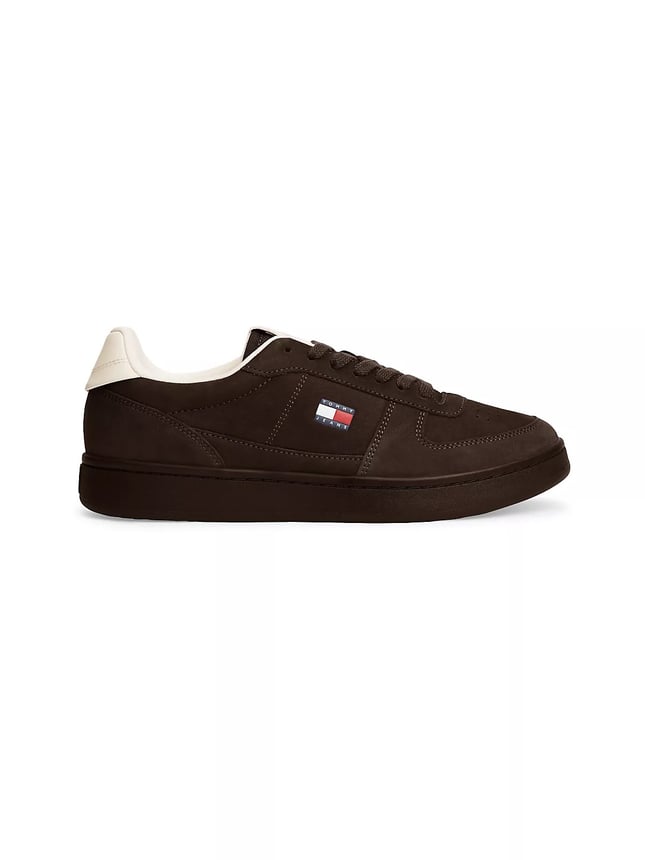 Tommy Hilfiger Erkek Nubuk Süet Delikli Burun Logo Detaylı Kontrast Topuklu Kahverengi Sneaker EM0EM01788-GT3