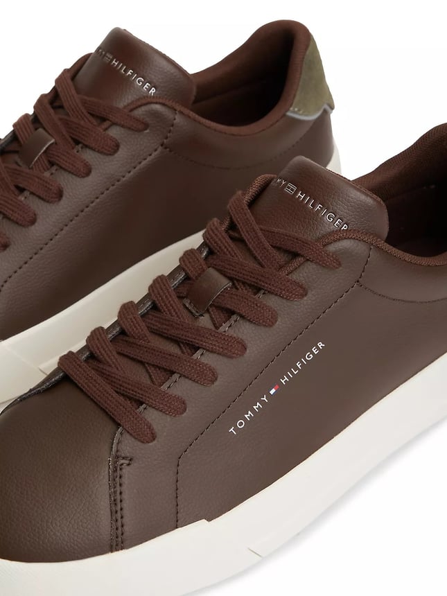 Tommy Hilfiger Erkek Rahat Düz Taban Topuk Renk Geçişli Deri Kahverengi Sneaker FM0FM05367-0HH