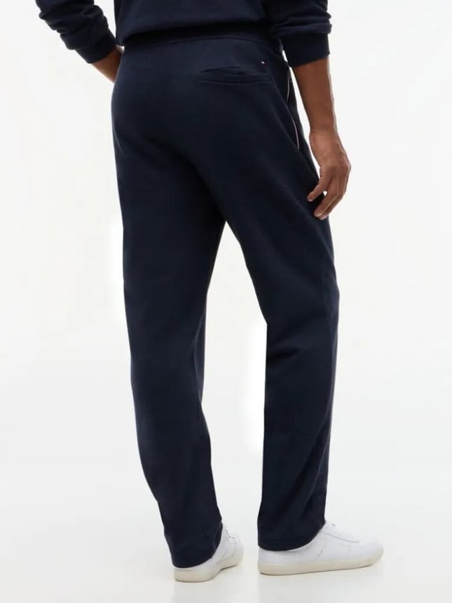 Tommy Hilfiger Erkek Regular Fit %100 Pamuk Havlu Kumaş Beli Bağcıklı Fermuarlı Cepli Şerit Detaylı Mavi Eşofman Altı MW0MW44991-DUR