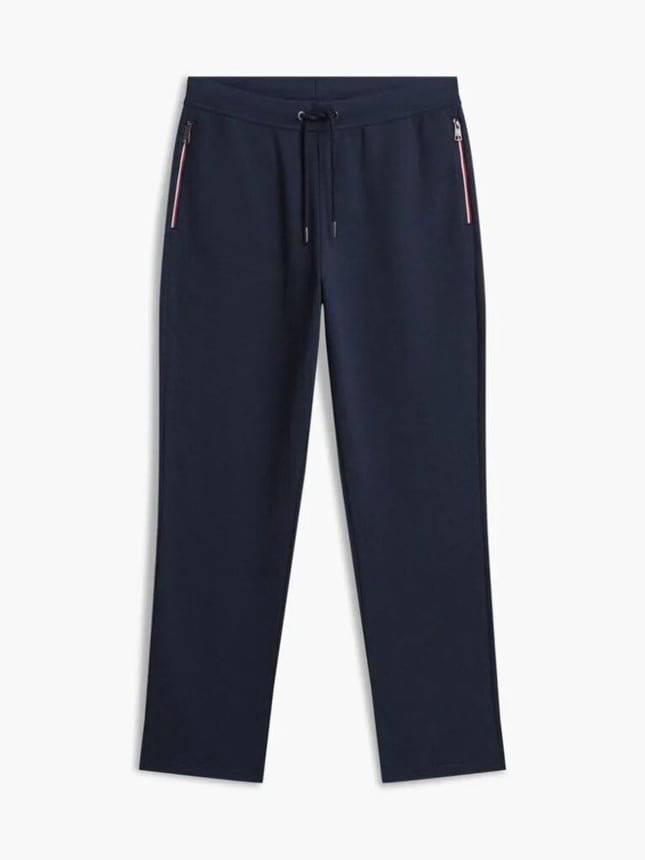 Tommy Hilfiger Erkek Regular Fit %100 Pamuk Havlu Kumaş Beli Bağcıklı Fermuarlı Cepli Şerit Detaylı Mavi Eşofman Altı MW0MW44991-DUR