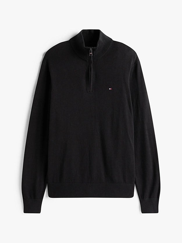 Tommy Hilfiger Erkek Regular Fit Dik Yaka Uzun Kollu Siyah Kazak MW0MW28049-BDS