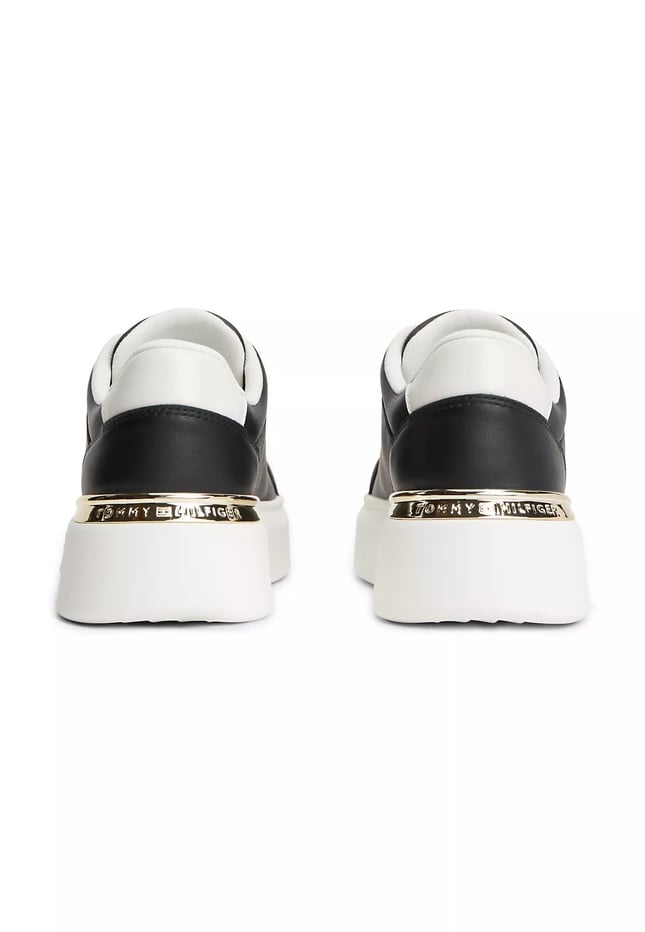 Tommy Hilfiger Kadın Deri Detaylı Düşük Bilekli Rahat Taban Siyah Sneaker FW0FW09396-BDS