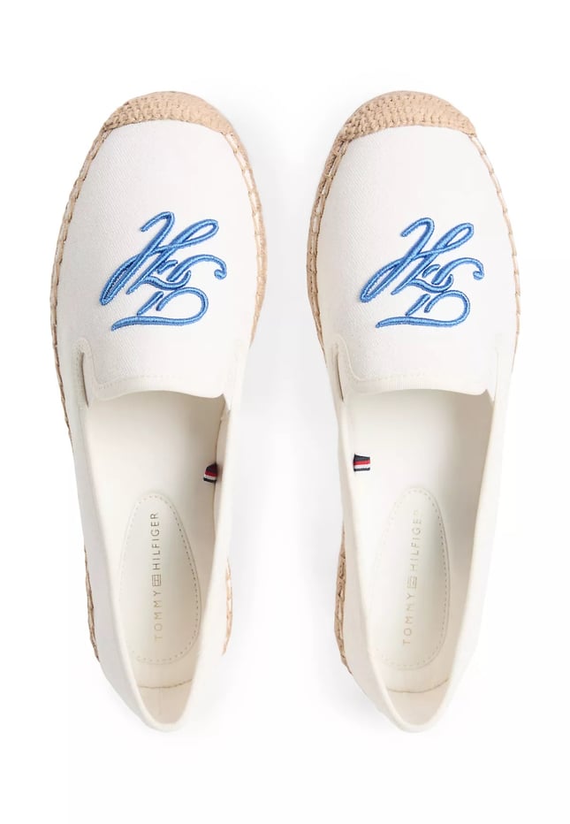 Tommy Hilfiger Kadın Hafif ve Nefes Alabilir Tasarımlı Logo Nakışlı Beyaz Espadril FW0FW09240-YBL