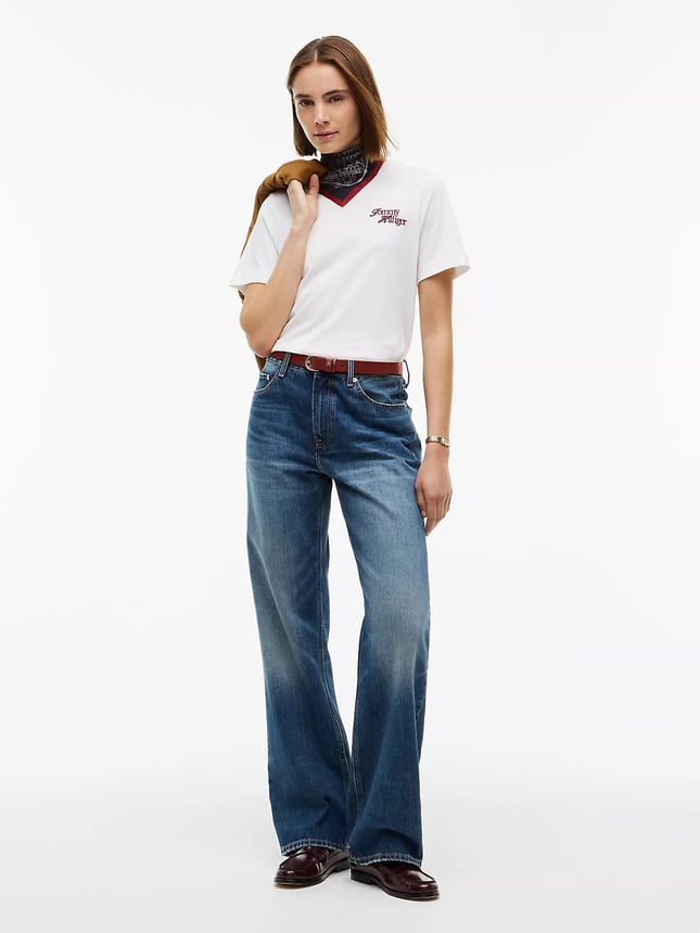 Tommy Hilfiger Kadın Kısa Kol Bisiklet Yaka Regular Fit Beyaz T-Shirt WW0WW52360-YBL