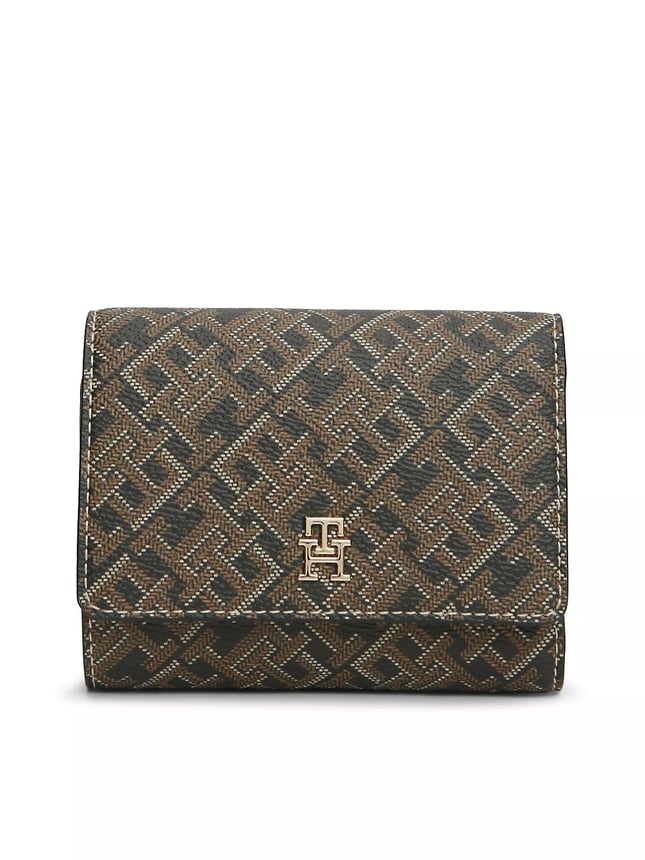 Tommy Hilfiger Kadın Logo Desenli Banknot ve Fermuar Bölmeli Kahverengi Cüzdan AW0AW18998-0GJ