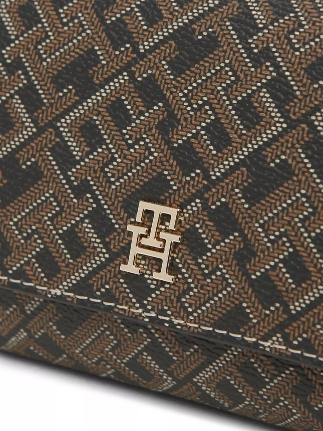 Tommy Hilfiger Kadın Logo Desenli Banknot ve Fermuar Bölmeli Kahverengi Cüzdan AW0AW18998-0GJ